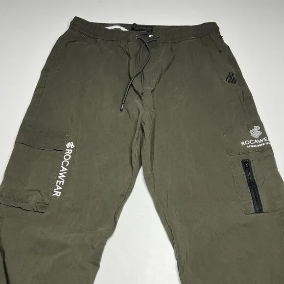 Rocaware Men's Joggers Stretch Drawstrings Olive Green Size XL ~Xl Side Pockets - Picture 5 of 9